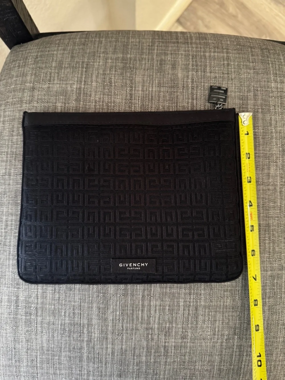 Givenchy Black Mesh Pouch | Logo Print Cosmetic Bag | Makeup Travel Clutch